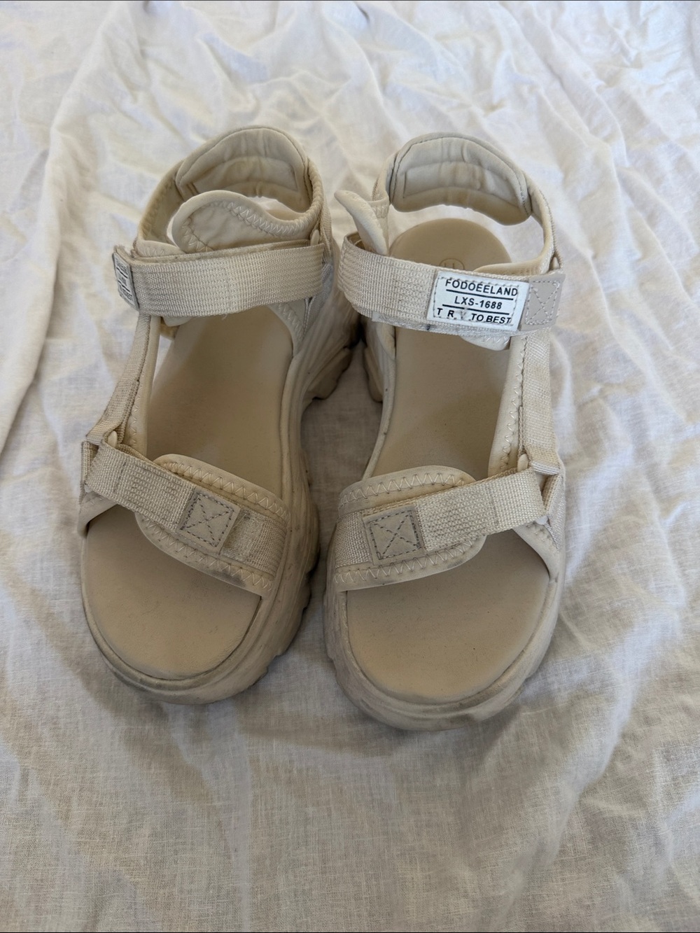 Cream Platform Chunky Japanese Sandals